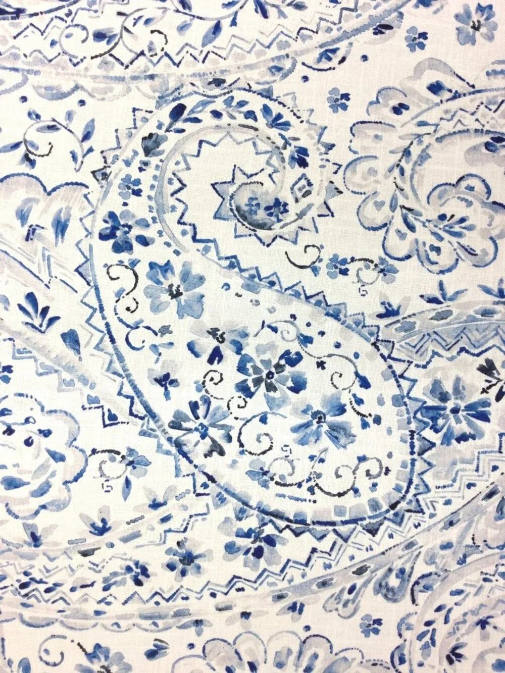 Belle Maison 1+ Yd Pippa Sapphire Blue Fabric Cotton Watercolor Paisley Designer